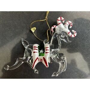 Vintage Silvestri Demdaco Reindeer Glass‎ Crystal Christmas Ornament 2" Clear